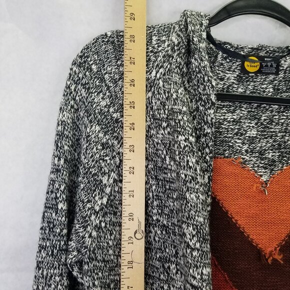 Life Is Good Hoodie Cardigan Women's S Sunset Heart Black White Knit Open Front - Picture 13 of 15
